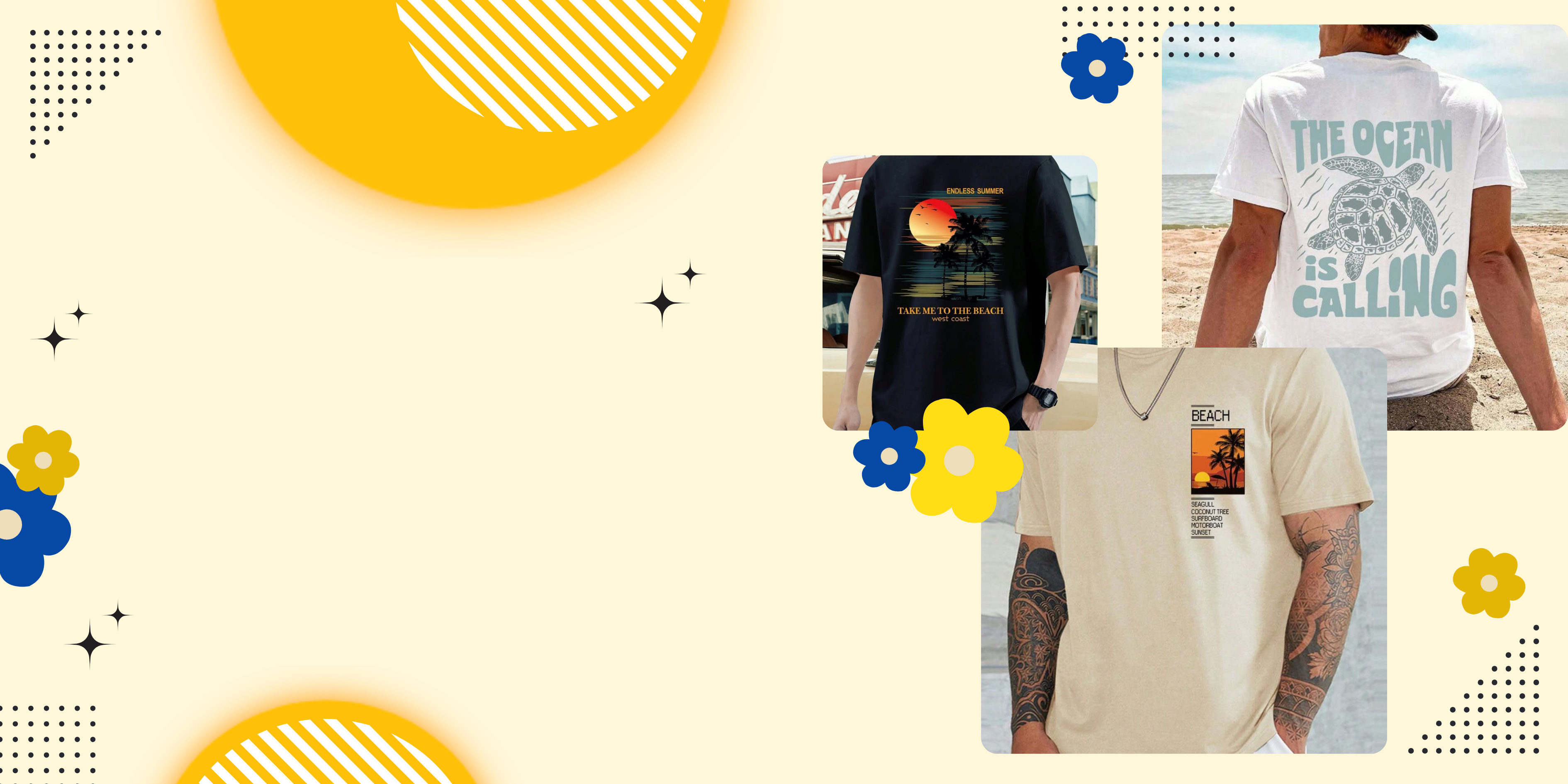 blue and yellow minimalist summer collection banner
